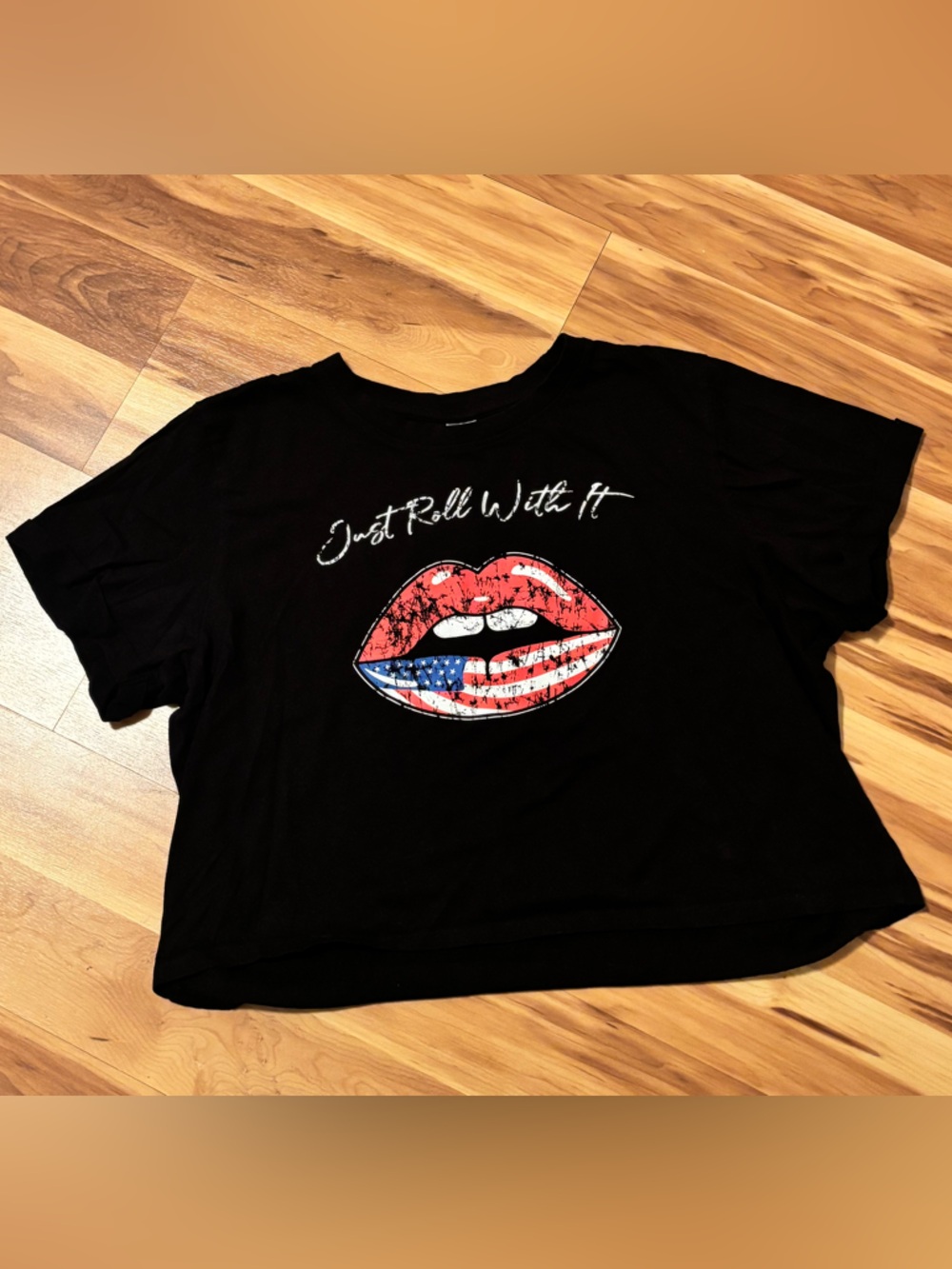 Messy Buns Lazy Days Black Graphic Tee “JUST ROLL WITH IT” Size XL